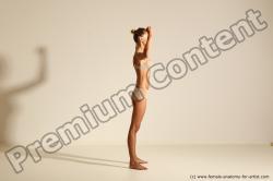 Underwear Gymnastic poses Woman White Moving poses Slim long blond Dynamic poses Academic